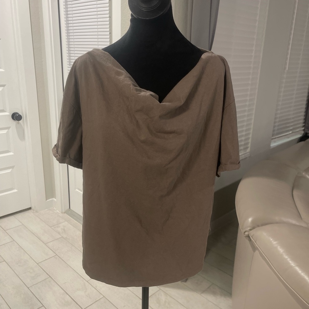 Nuuds 100% Cotton Short Sleeve Cowl Neck / off shoulder Tee Sz S